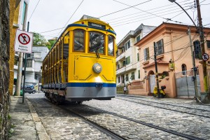 Iconic bonde tram Santa Teresa in Rio de Janeiro, Brazil