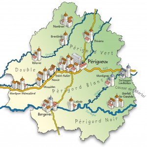 mapa do Vale do Dordonha, França