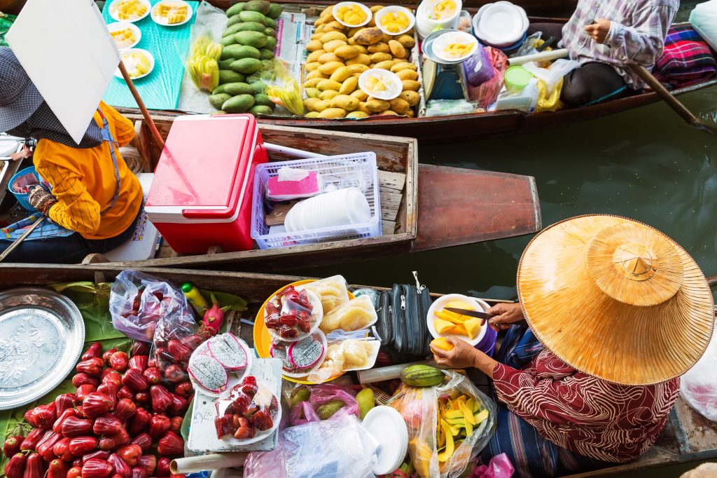 floating market in Damnoen Saduak near Bangkok. Thailand