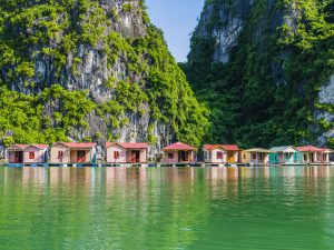 Floating fishing village in Halong Bay